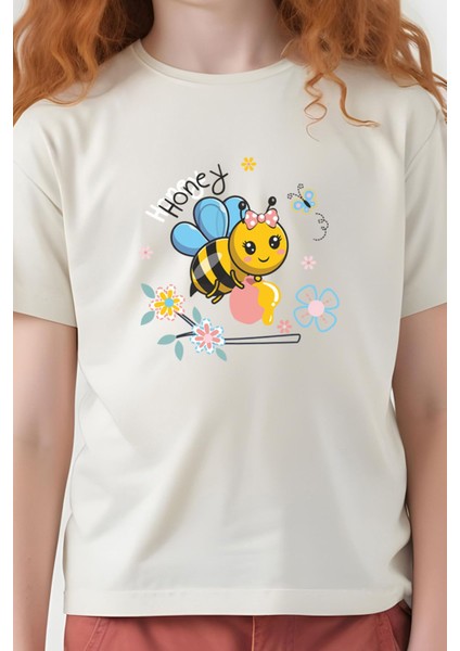 Kız Çocuk Honey Baskılı Tişört