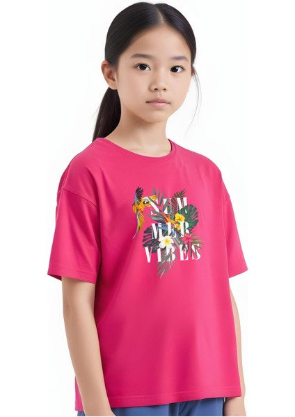 Kız Çocuk Basic Summer Papağan Baskılı T-Shirt