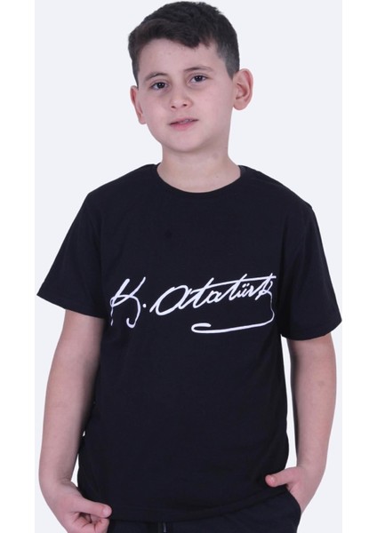 2'li Atatürk-Imza Farklı Desenli Erkek-Kız Çocuk T-Shirt
