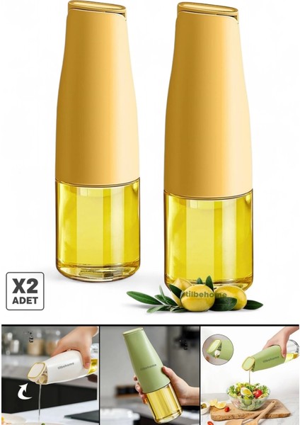 2li Fonksiyonlu Cam Yağdanlık 500ML Soft Yerçekimi Otomatik Kapak Damlatmayan Ağızlı Yağlık Sosluk