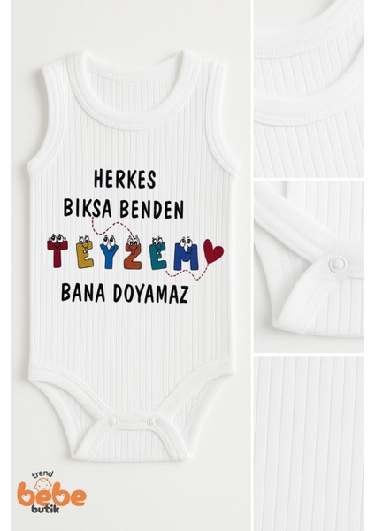 Herkes Bıksa Benden Teyzem Bana Doyamaz Yazılı 6-36 Ay Çıtçıtlı Zıbın Pamuklu Ribana Tulum Body fiyatları