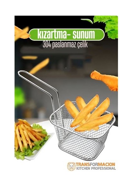 Patates Kızartma Süzgeci - Sunum Süzgeci 304 Paslanmaz Çelik