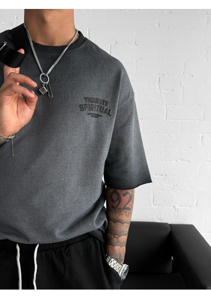 Erkek Yıkamalı Oversize T-Shirt Siyah fırsatları