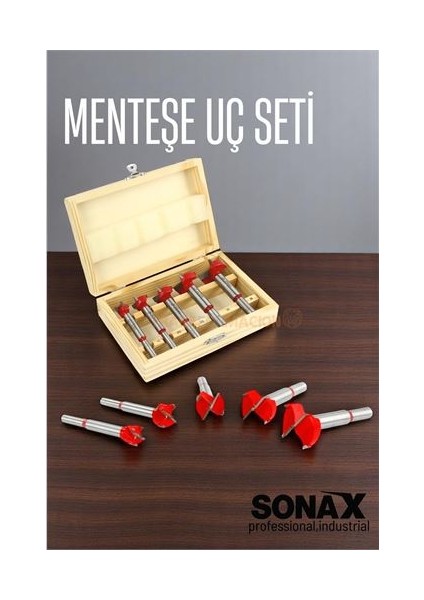 Menteşe Uç Seti Ahşap Freze Bıçağı Yuvarlak Panc 5 Adet Çantalı Takım