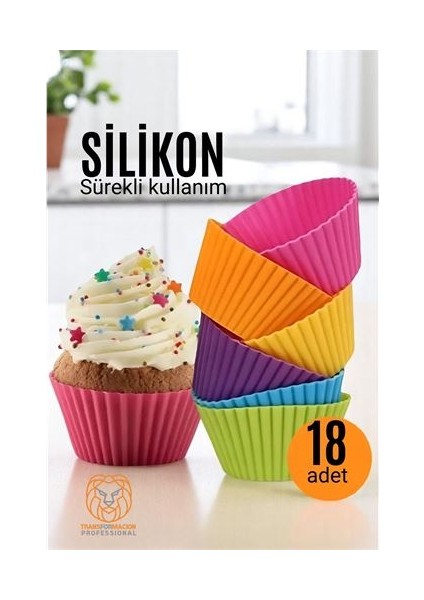Silikon Muffin Kalıbı - Sürekli Kullanım Muffin Kek Kalıbı 18 Adet