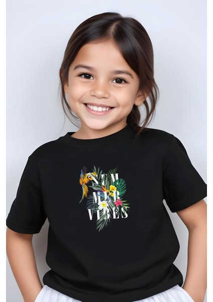 Kız Çocuk Basic Summer Papağan Baskılı T-Shirt