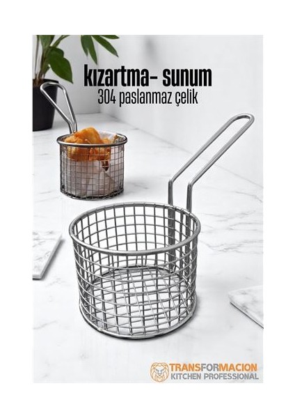 Patates Kızartma Süzgeci - Sunum Süzgeci 304 Paslanmaz Çelik