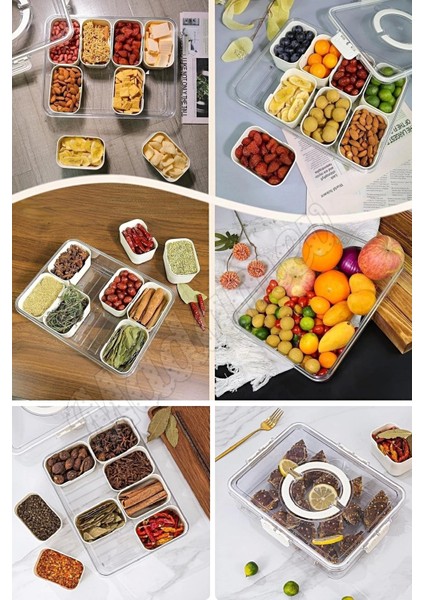 8 Bölmeli Taşınabilir Kilit Kapaklı Saklama Kabı Kahvaltılık Organizer Piknik Seti Gıda Kutusu fiyatları