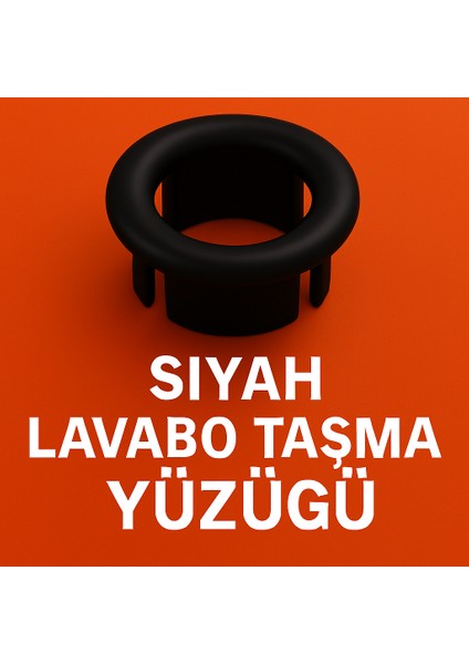 Desıphon Siyah Renkli, Şık Tasarımlı, Estetik ve Uyumlu Lavabo Taşma Yüzüğü – Standart Model