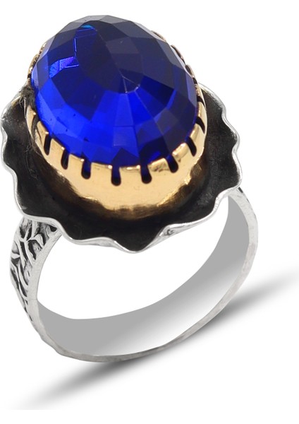 Safir Taşlı El Işi Otantik Gümüş Kadın Yüzük 201024141