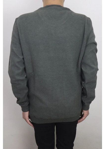 Fistan Store Erkek Haki Yeşil Desenli Spor Normal Kalıp Bisiklet Yaka Selanik Kumaşlı Kışlık Kazak modelleri