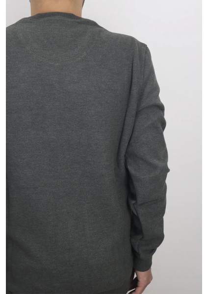 Fistan Store Erkek Haki Yeşil Desenli Spor Normal Kalıp Bisiklet Yaka Selanik Kumaşlı Kışlık Kazak fırsatları