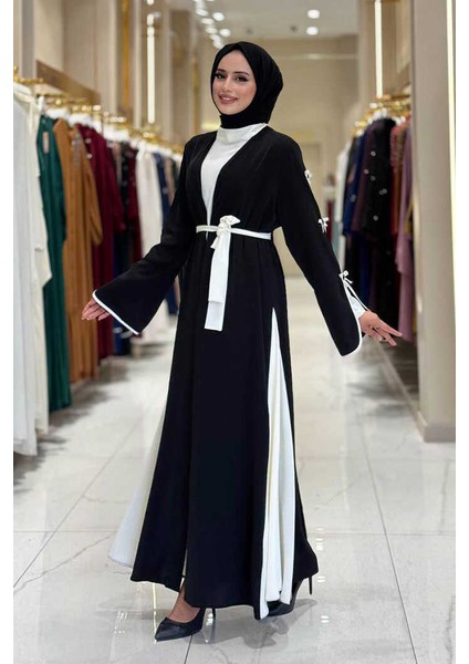 Fiyonk Detaylı Abaya Elbise Takım 3955 Siyah modelleri