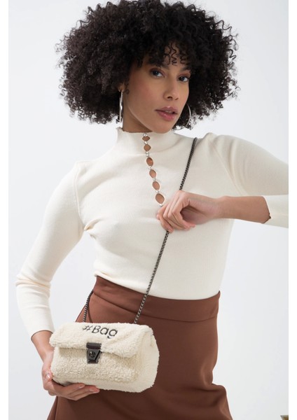Baghashtag Ekru Mini Peluş Çanta