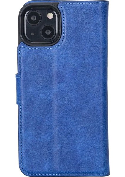 Apple iPhone 13 Pro Max Uyumlu Deri Cüzdanlı Kılıf Okyanus Mavi