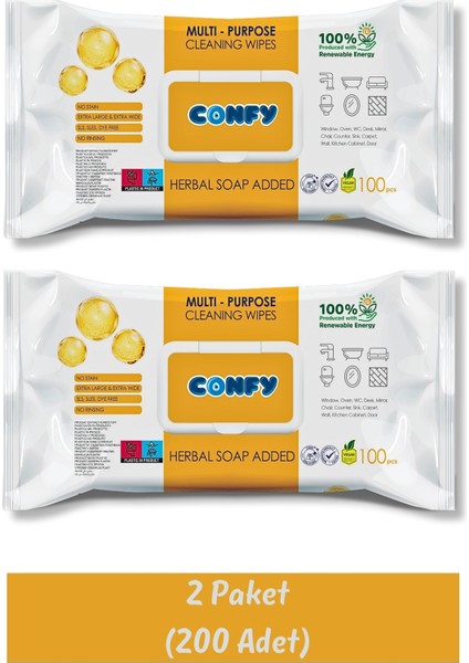 Yüzey Temizlik Havlusu ve Mendili – Arap Sabunu Kokulu (2 Paket x 100 Yaprak)