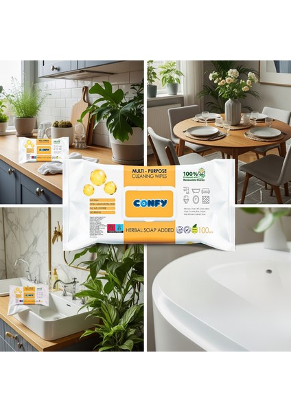 Yüzey Temizlik Havlusu ve Mendili – Arap Sabunu Kokulu (2 Paket x 100 Yaprak)