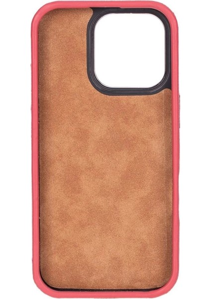 Apple iPhone 16 Pro Max Uyumlu, Hakiki Deri, El Yapımı Kılıf, Pembe