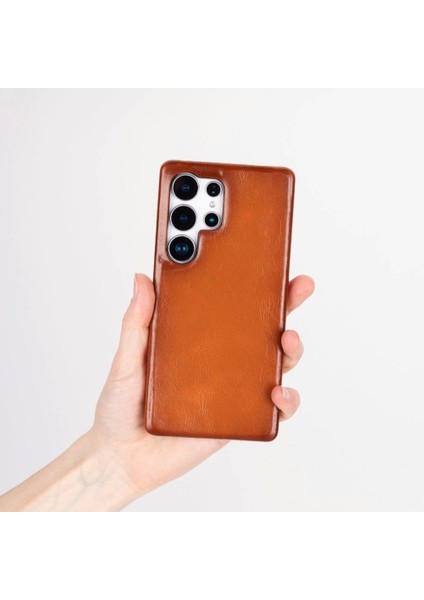 Samsung Galaxy S25 Ultra Uyumlu, Hakiki Deri, El Yapımı Arka Kapak, Gölgeli Taba