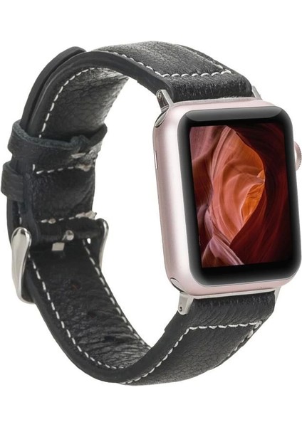 Apple Watch Uyumlu Deri Kordon 42-44-45MM Nm1-As1 Siyah