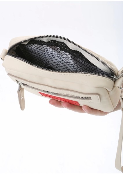 Baghashtag Krem Minik Unisex 3 Gözlü Deri Çanta