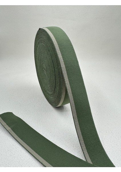 3 cm Çizgili Dokuma Lastik-(2)-5 Metre (A.yeşil-K.yeşil)