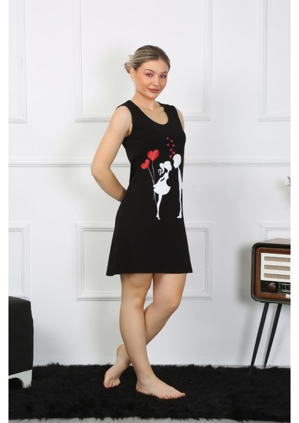 Kadın Kalın Askılı Penye Diz Üstü Siyah Gecelik 11310 fiyatları