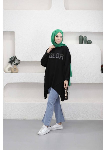 Kadın Simetri Kesim Siyah Tunik modelleri