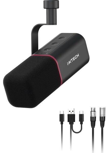 Dinamik Yayın Mikrofonu - Usb/xlr Bağlantılı Gürültü Önleyici Podcast ve Kayıt Mikrofonu – Siyah