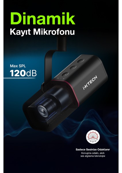 Dinamik Yayın Mikrofonu - Usb/xlr Bağlantılı Gürültü Önleyici Podcast ve Kayıt Mikrofonu – Siyah fırsatları