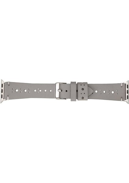 Apple Watch Uyumlu Deri Kordon Ba8 42-44-45MM Rst9 Gri