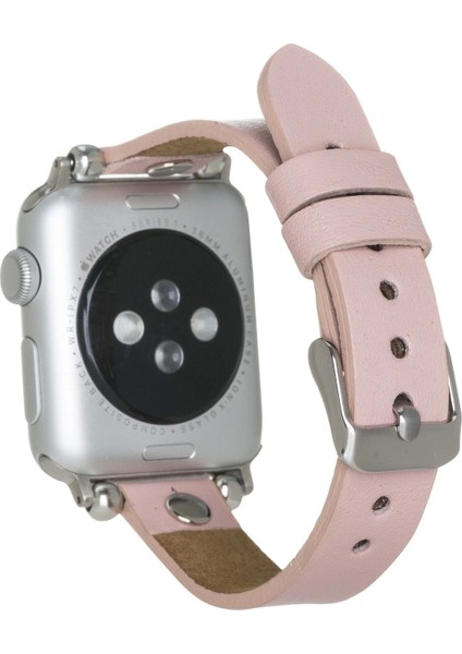 Apple Watch Uyumlu Deri Kordon 38-40-41MM St Nu2 Pembe