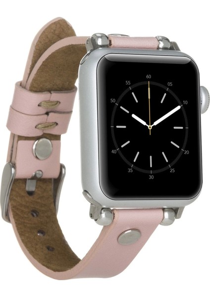 Apple Watch Uyumlu Deri Kordon 38-40-41MM St Nu2 Pembe