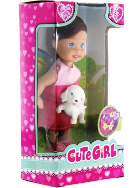 Cute Girl Köpek Figürlü Kumral Mini Bebek