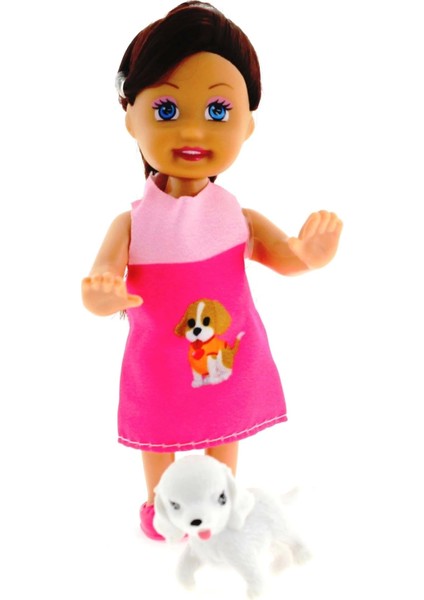 Cute Girl Köpek Figürlü Kumral Mini Bebek