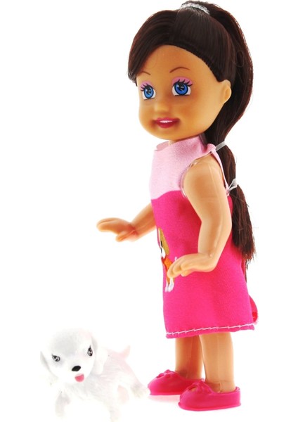 Cute Girl Köpek Figürlü Kumral Mini Bebek