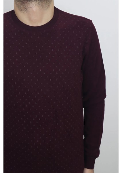 Fistan Store Erkek Bordo Desenli Spor Kesim Normal Kalıp Bisiklet Yaka Selanik Kumaşlı Kışlık Kazak fiyatları