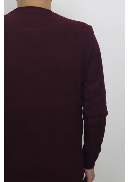 Fistan Store Erkek Bordo Desenli Spor Kesim Normal Kalıp Bisiklet Yaka Selanik Kumaşlı Kışlık Kazak fırsatları