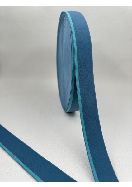 3 cm Çizgili Lastik-5 Metre (Açıkmavi-Turkuaz)