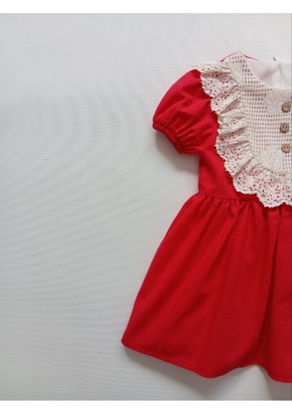Dantel Detaylı Vintage Şık Kız Elbisesi