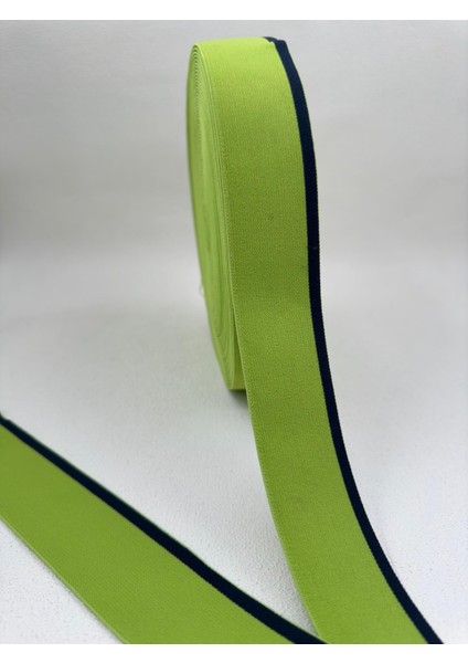 4 cm Çizgili Dokuma Lastik-5 Metre (Yeşil-Laci)