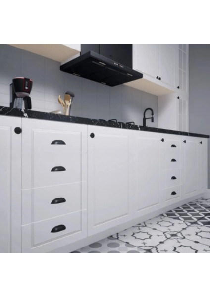 Antik Siyah Midye Kulp 96 mm Çekmece Dolap Kulbu Mobilya Dekorasyon 5li Set modelleri
