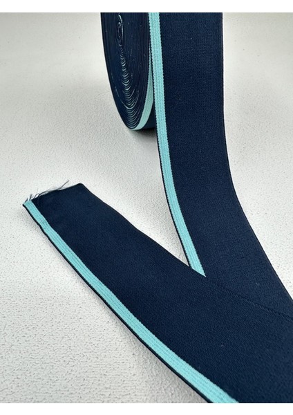 4 cm Çizgili Dokuma Lastik (2)-5 Metre (Laci-Mavi) fiyatları