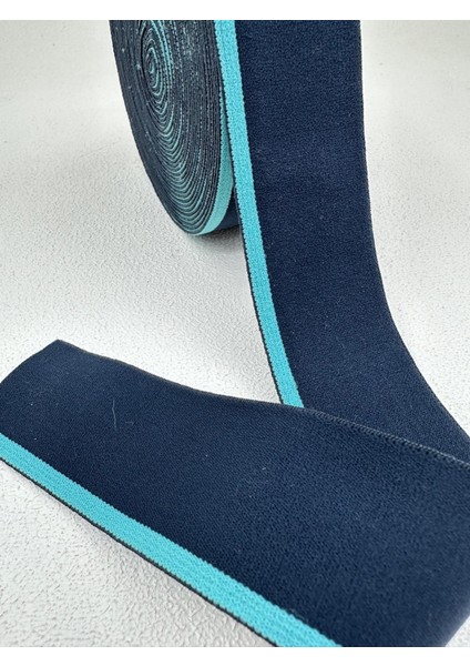 4 cm Çizgili Dokuma Lastik-5 Metre (Laci-Mavi)