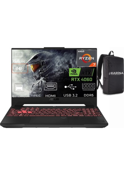 Tuf Gaming A15 Ryzen 7 7435HS FA507NVR-LP099-061 96GB 512GB RTX4060 8gb Windows 11 Pro 15.6" Full Hd Gaming Taşınabilir Bilgisayar