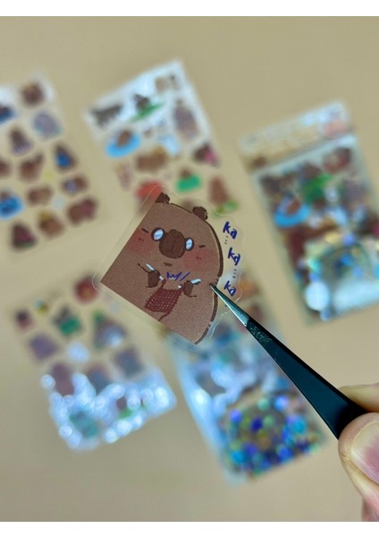 Leisurely 3 Yaprak 52 Adet Capybara Sticker Set/Su Geçirmez/Etiket/Çıkartma/Kapibara/Bullet Journal