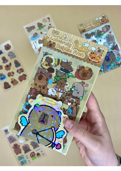 Leisurely 3 Yaprak 52 Adet Capybara Sticker Set/Su Geçirmez/Etiket/Çıkartma/Kapibara/Bullet Journal