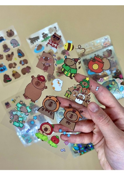 Leisurely 3 Yaprak 52 Adet Capybara Sticker Set/Su Geçirmez/Etiket/Çıkartma/Kapibara/Bullet Journal modelleri