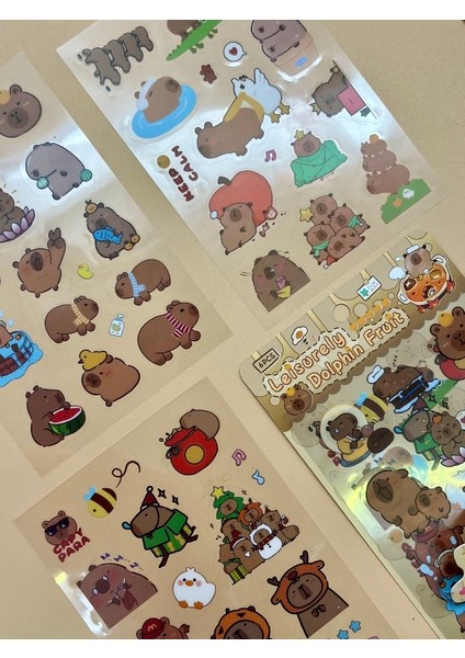 Leisurely 3 Yaprak 52 Adet Capybara Sticker Set/Su Geçirmez/Etiket/Çıkartma/Kapibara/Bullet Journal
