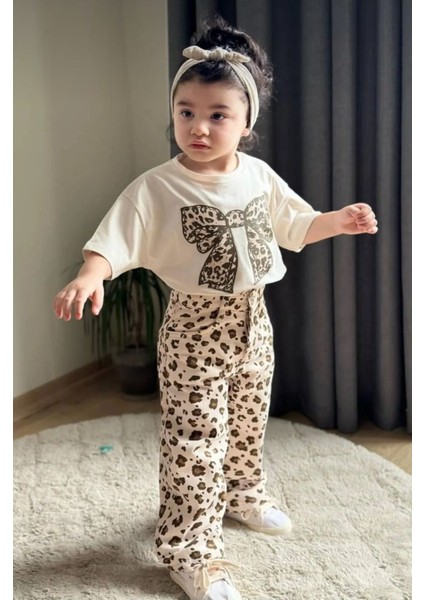 Kız Çocuk Leopar Desenli Pantolonlu Pamuklu Takım fiyatları